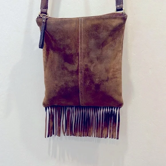 Coach | Bags | Vintage Coach Brown Suede Crossbody With Fringe 
